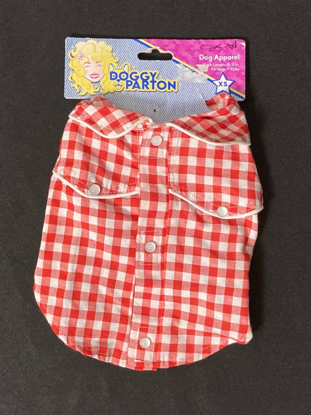 ⭐️ Dolly Parton Doggy Parton Red Gingham Dog Shirt Size XS For Dogs 7-10 lbs